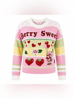 Strawberry Shortcake Berry Sweet Graphic Knit Sweater M NWT